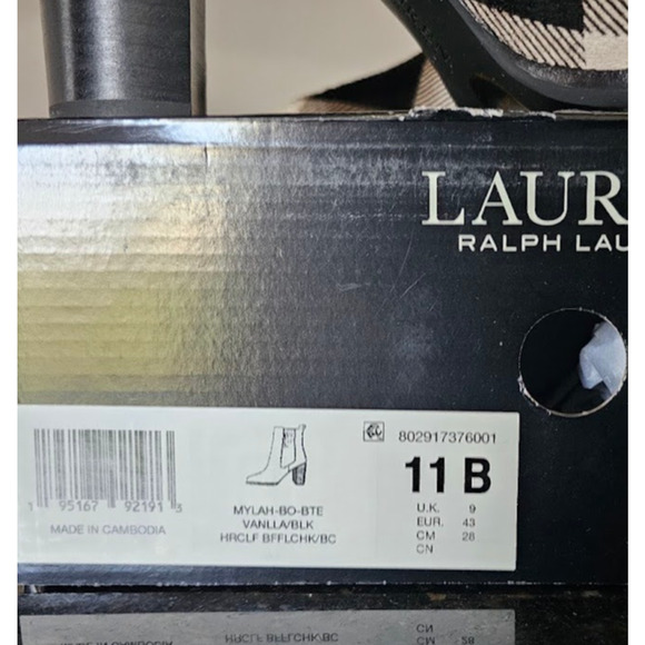 Lauren Ralph Lauren Women's Mylah Booties 11 Black / White Buffalo Check NWB - Picture 9 of 9